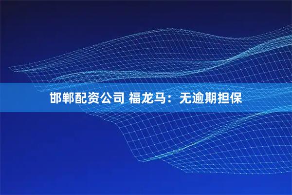 邯郸配资公司 福龙马：无逾期担保
